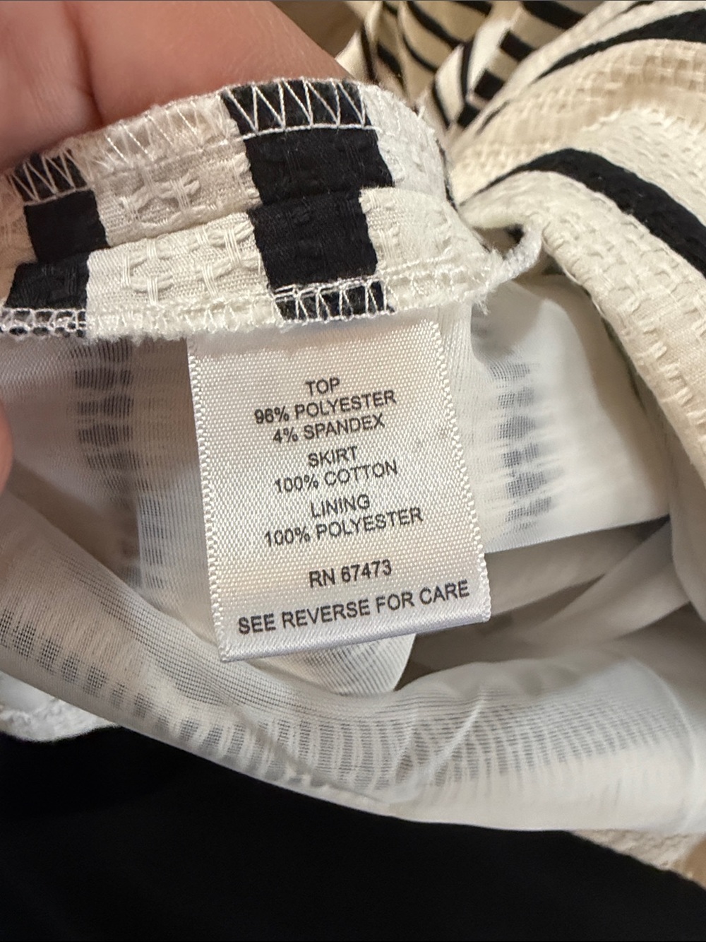 Taylor Black & White Striped Collared Cap Sleeve Fit-and-Flare Mini Dress - Picture 3 of 4